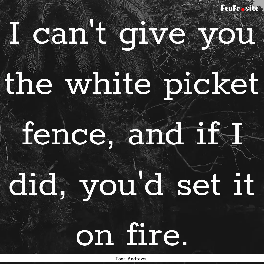 I can't give you the white picket fence,.... : Quote by Ilona Andrews