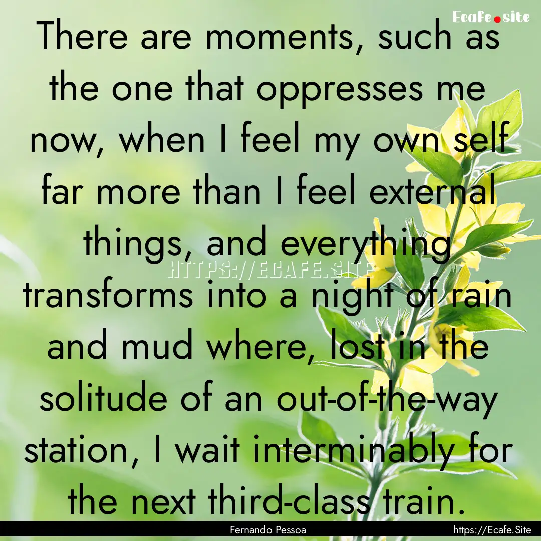 There are moments, such as the one that oppresses.... : Quote by Fernando Pessoa