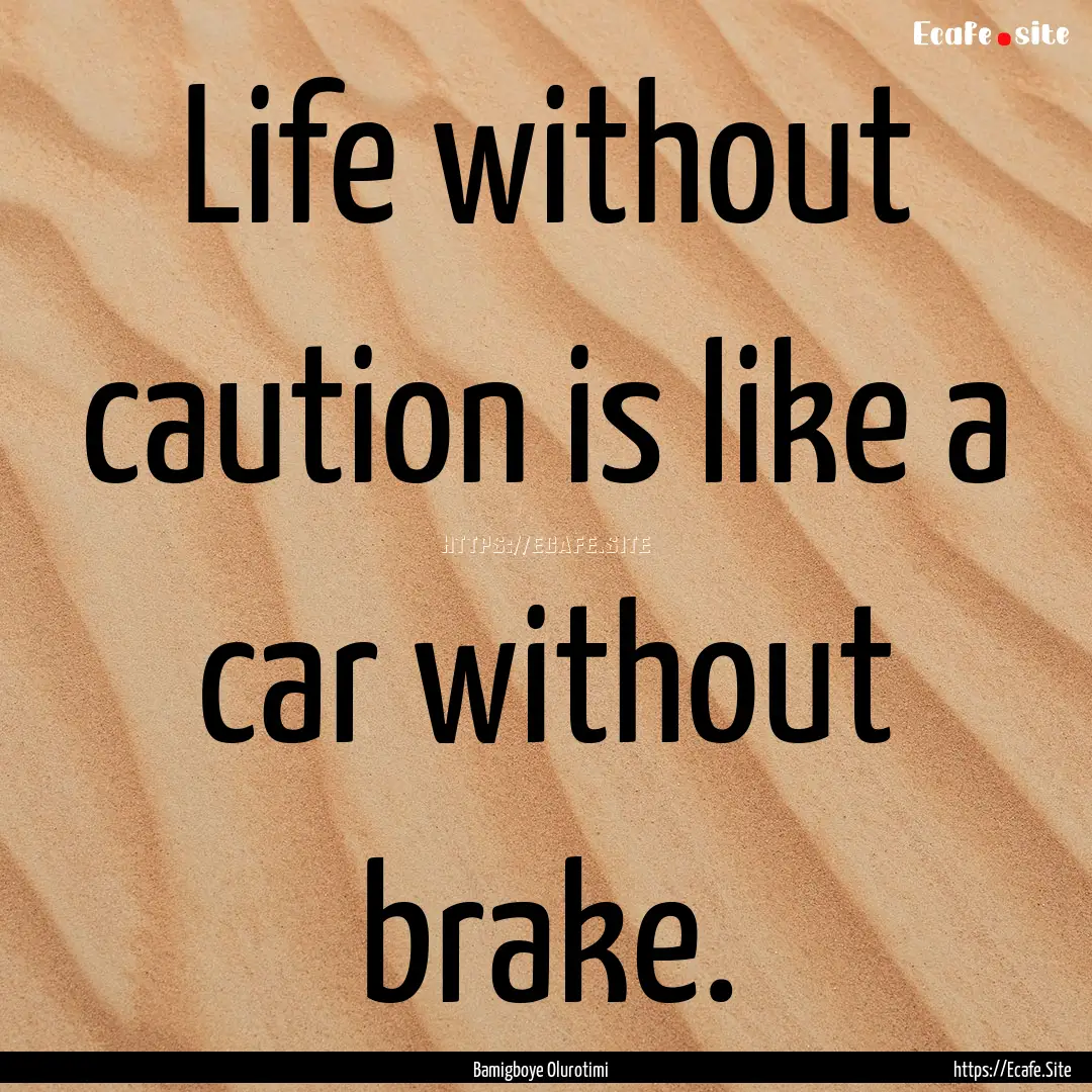 Life without caution is like a car without.... : Quote by Bamigboye Olurotimi