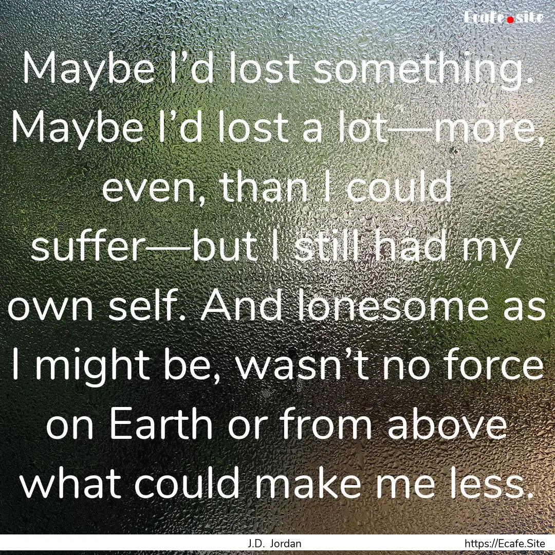 Maybe I’d lost something. Maybe I’d lost.... : Quote by J.D. Jordan