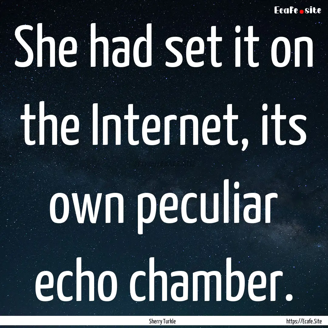 She had set it on the Internet, its own peculiar.... : Quote by Sherry Turkle