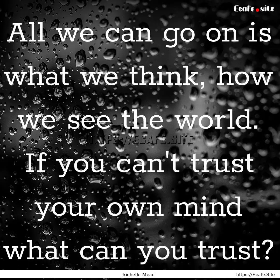 All we can go on is what we think, how we.... : Quote by Richelle Mead