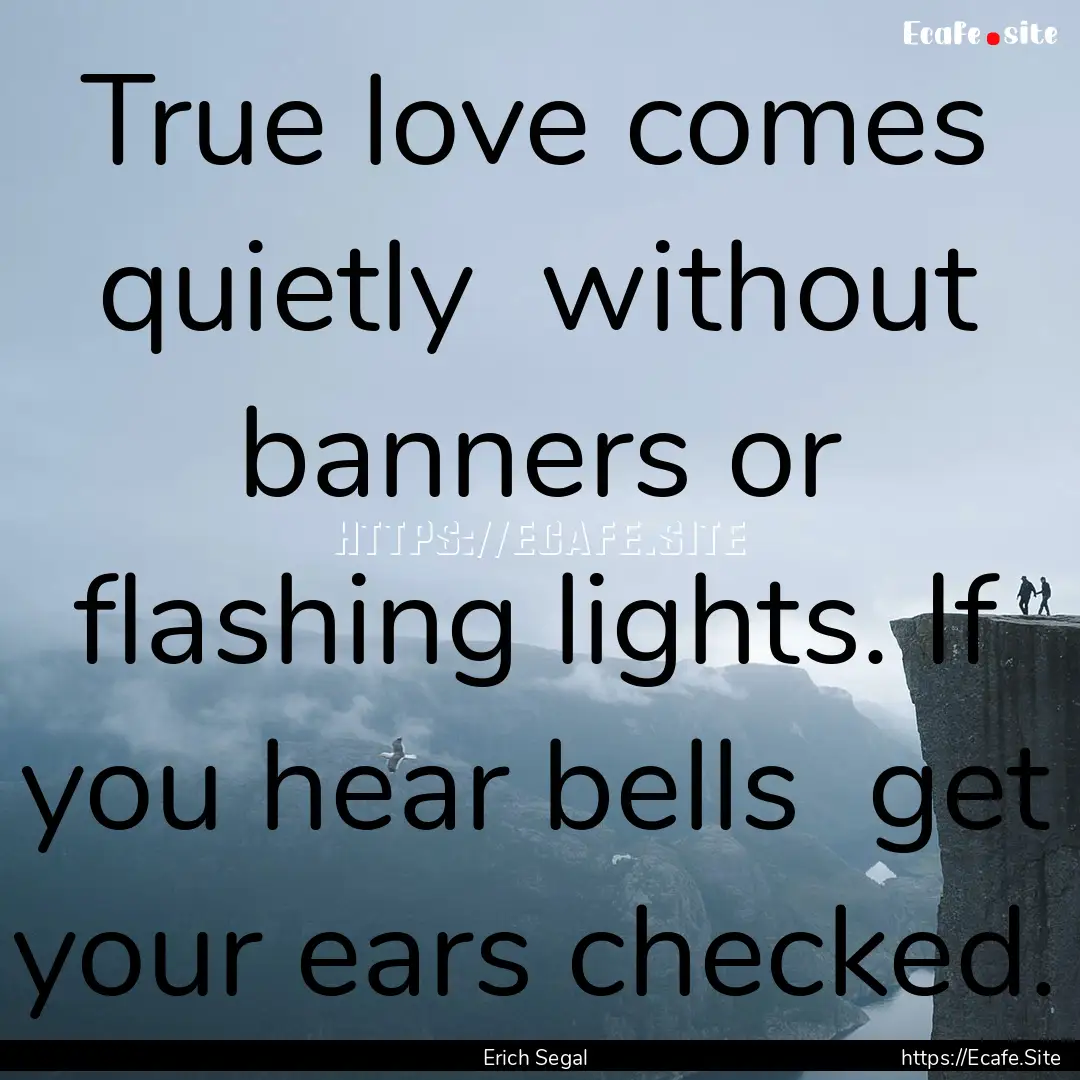 True love comes quietly without banners.... : Quote by Erich Segal