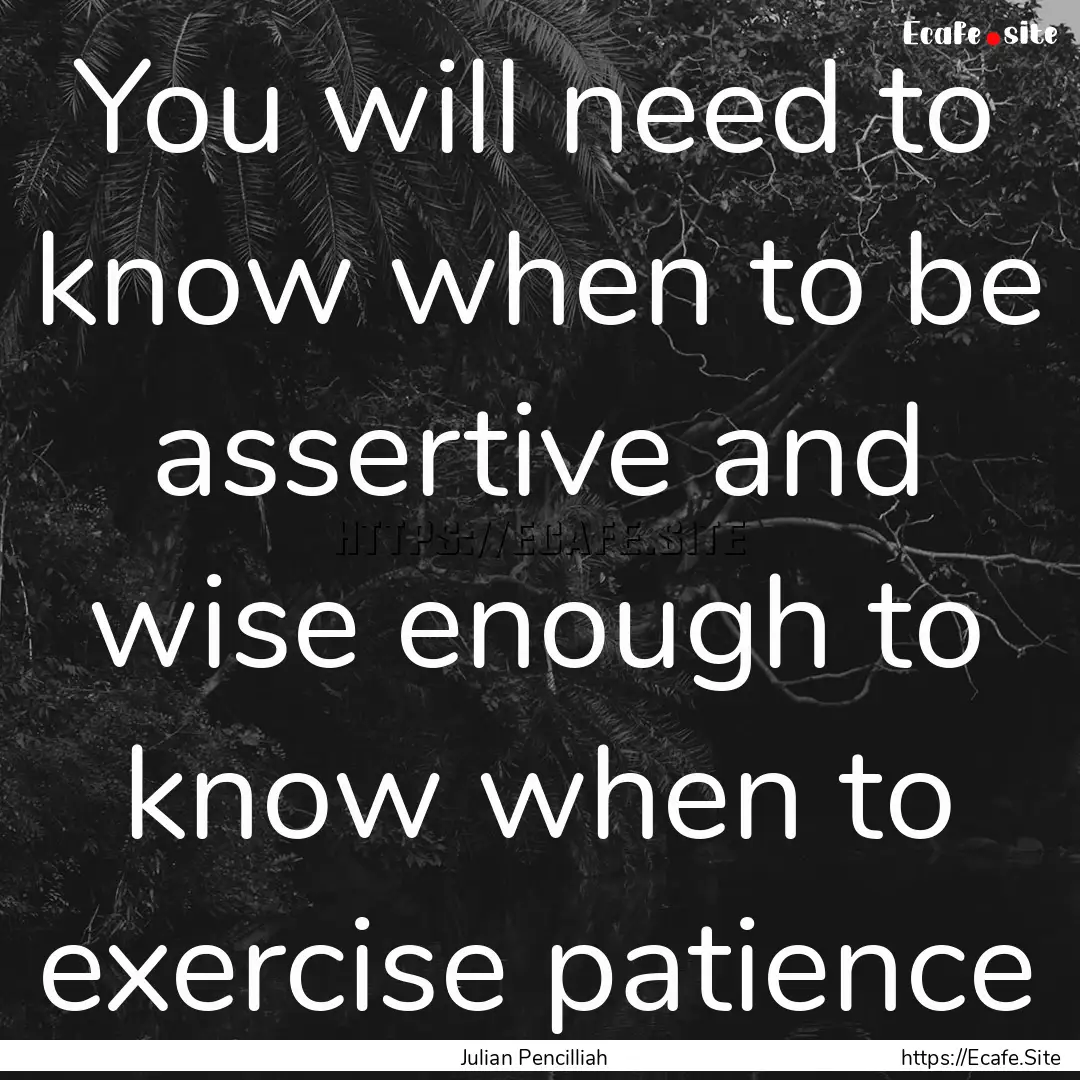 You will need to know when to be assertive.... : Quote by Julian Pencilliah