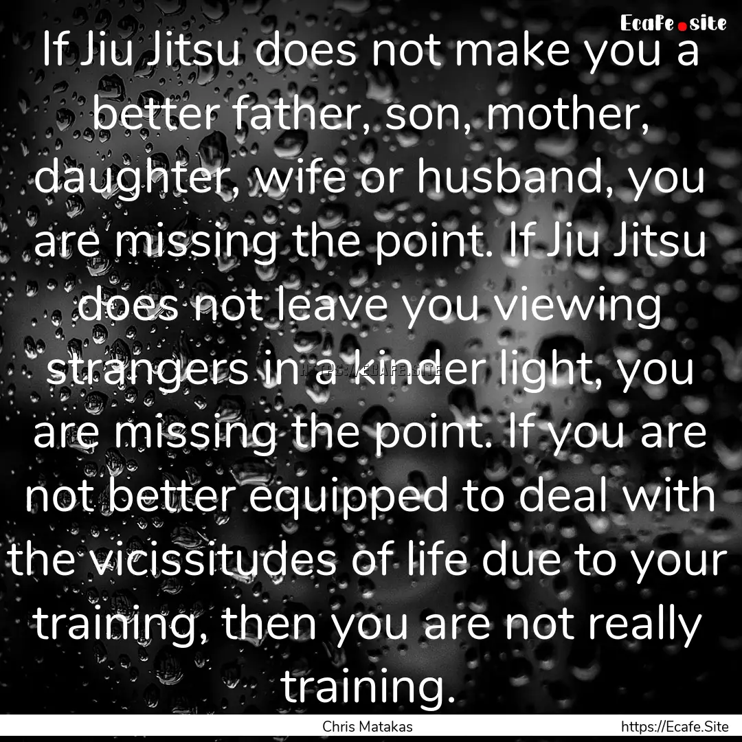 If Jiu Jitsu does not make you a better father,.... : Quote by Chris Matakas