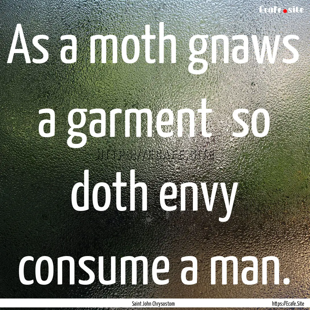 As a moth gnaws a garment so doth envy consume.... : Quote by Saint John Chrysostom