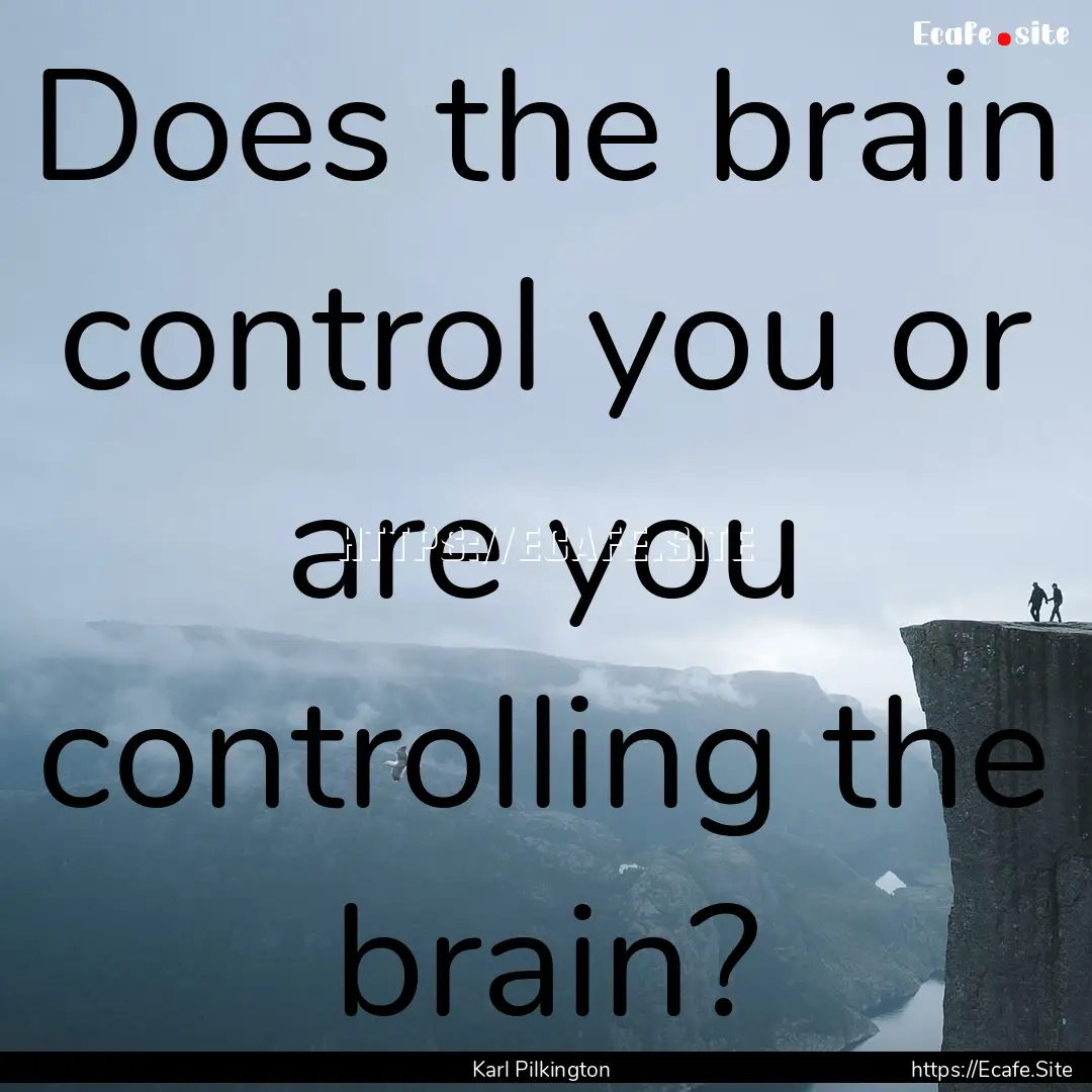 Does the brain control you or are you controlling.... : Quote by Karl Pilkington