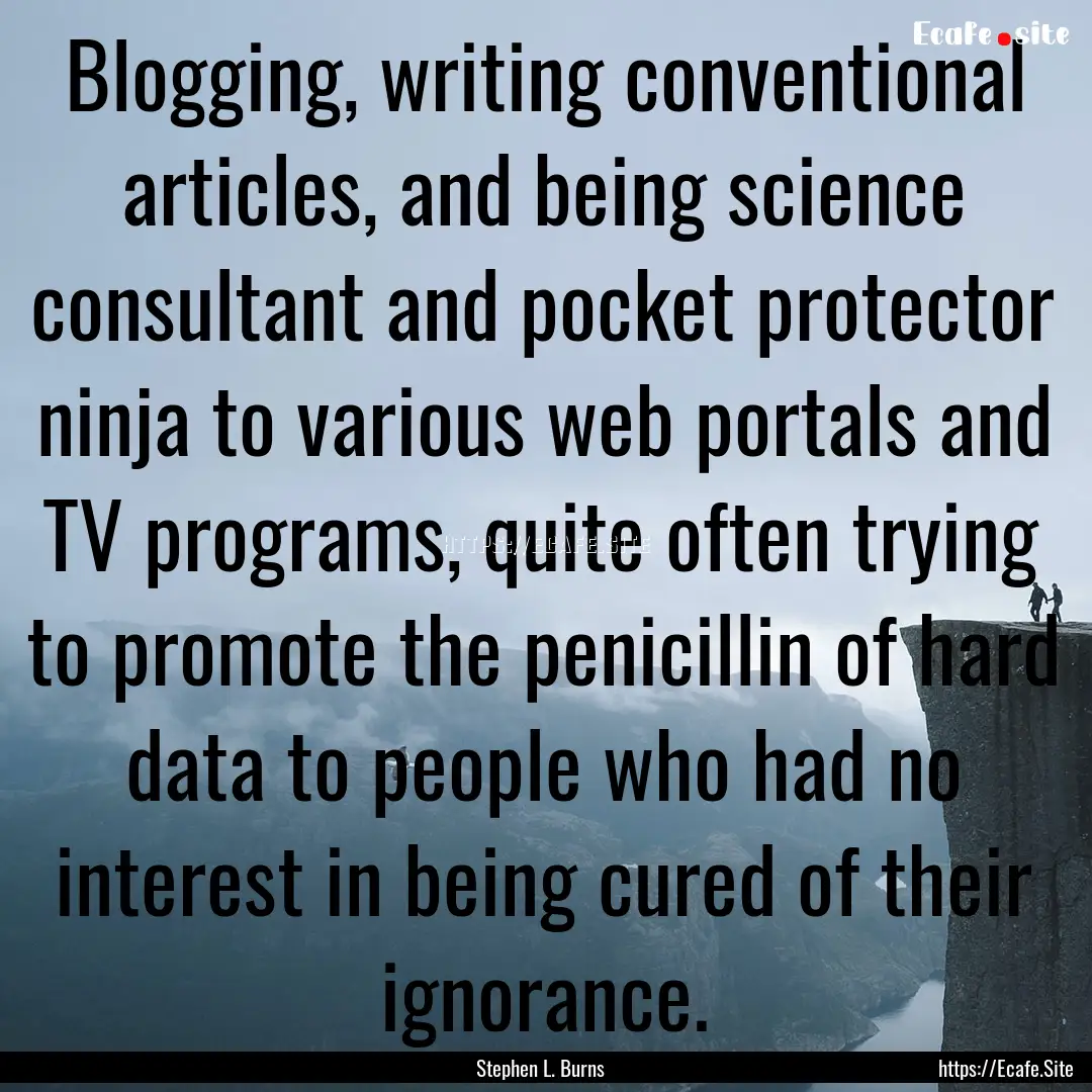 Blogging, writing conventional articles,.... : Quote by Stephen L. Burns