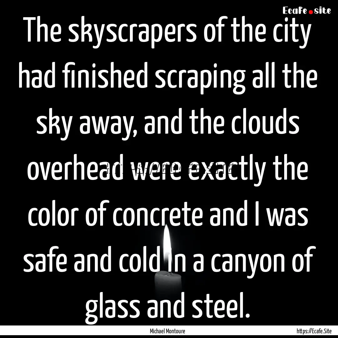 The skyscrapers of the city had finished.... : Quote by Michael Montoure