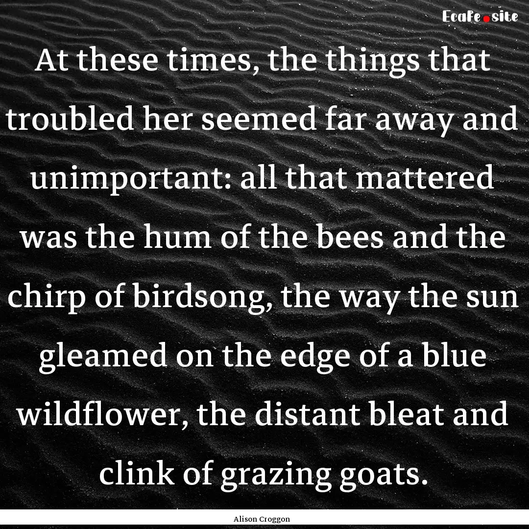 At these times, the things that troubled.... : Quote by Alison Croggon