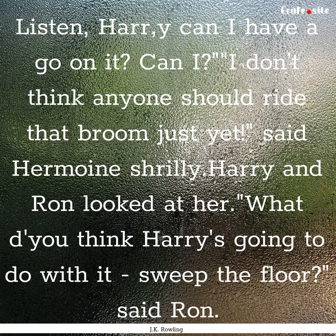 Listen, Harr,y can I have a go on it? Can.... : Quote by J.K. Rowling