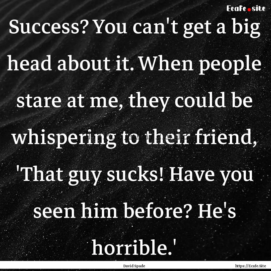 Success? You can't get a big head about it..... : Quote by David Spade