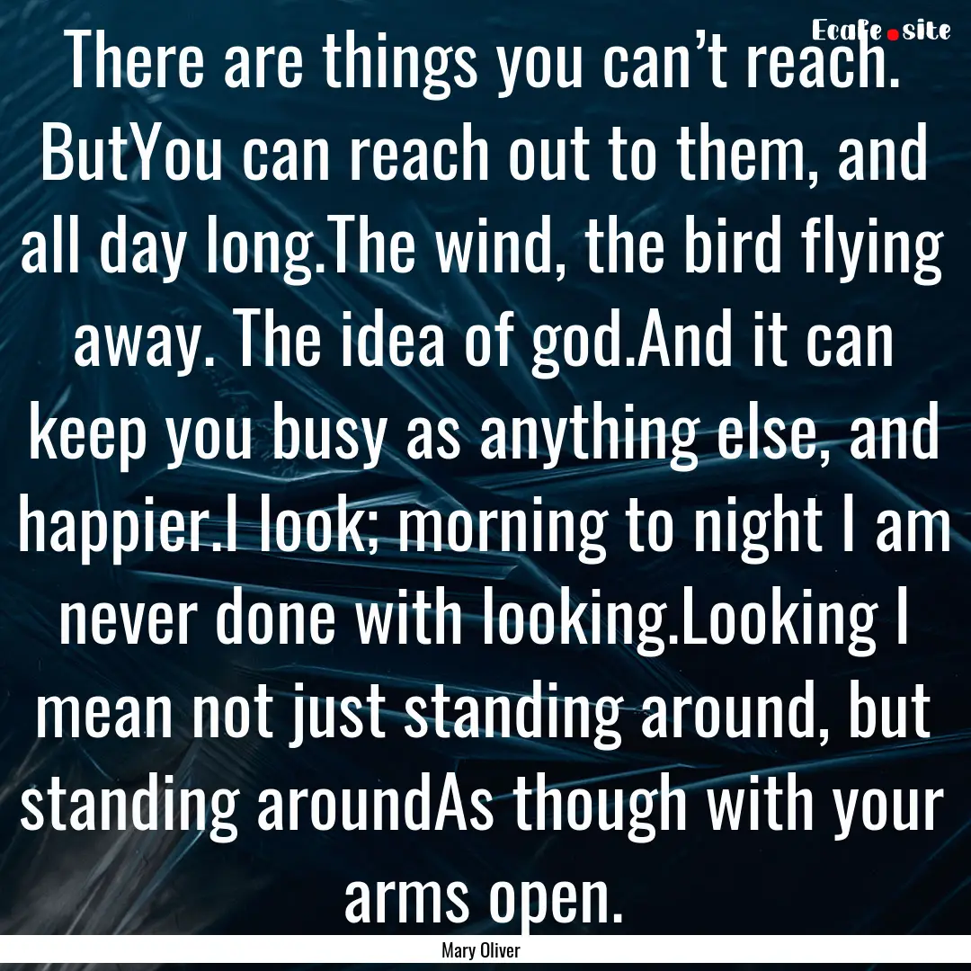 There are things you can’t reach. ButYou.... : Quote by Mary Oliver