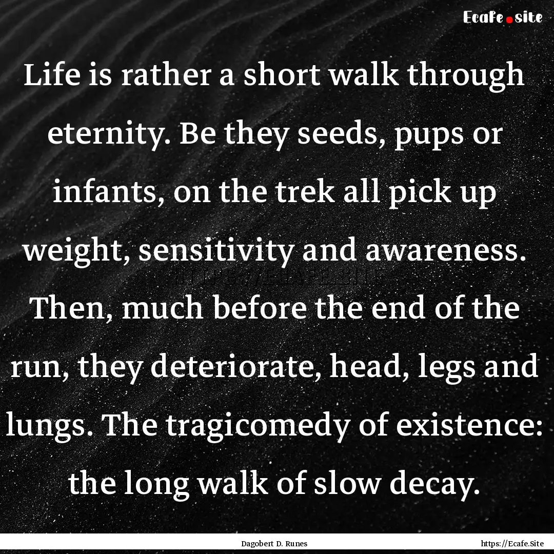 Life is rather a short walk through eternity..... : Quote by Dagobert D. Runes