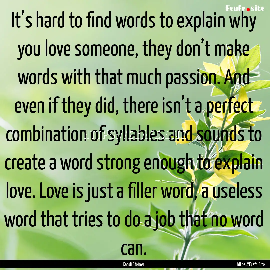 It’s hard to find words to explain why.... : Quote by Kandi Steiner