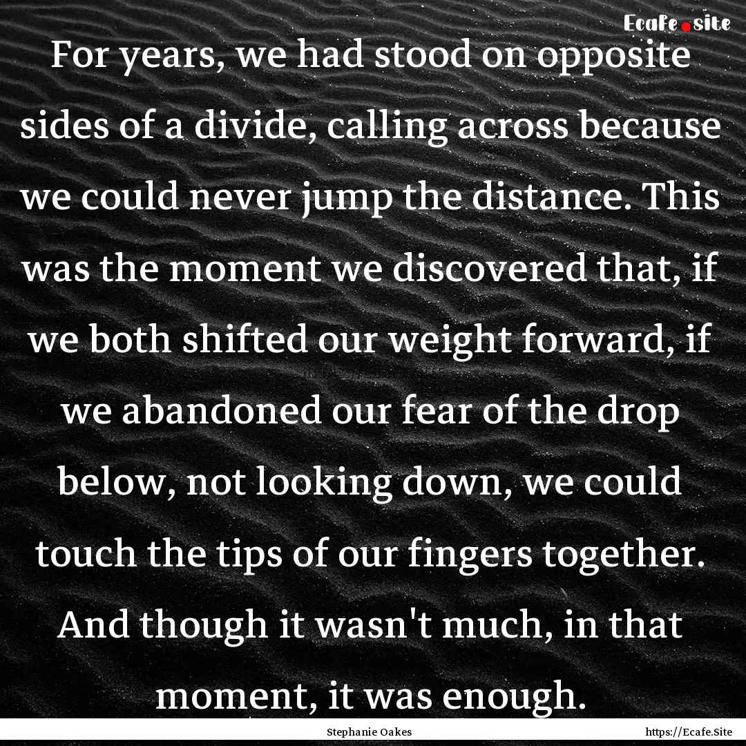 For years, we had stood on opposite sides.... : Quote by Stephanie Oakes