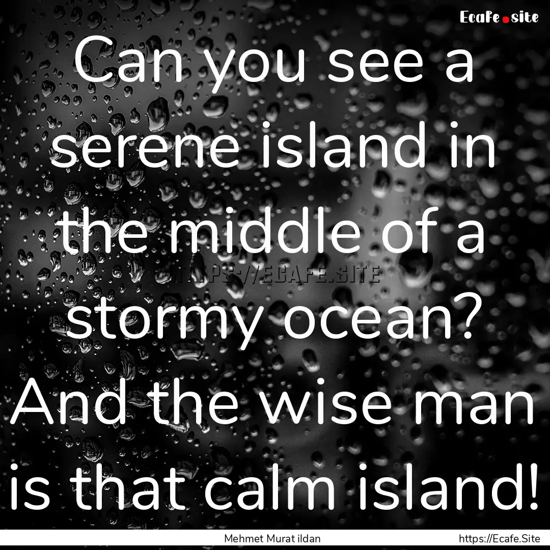 Can you see a serene island in the middle.... : Quote by Mehmet Murat ildan