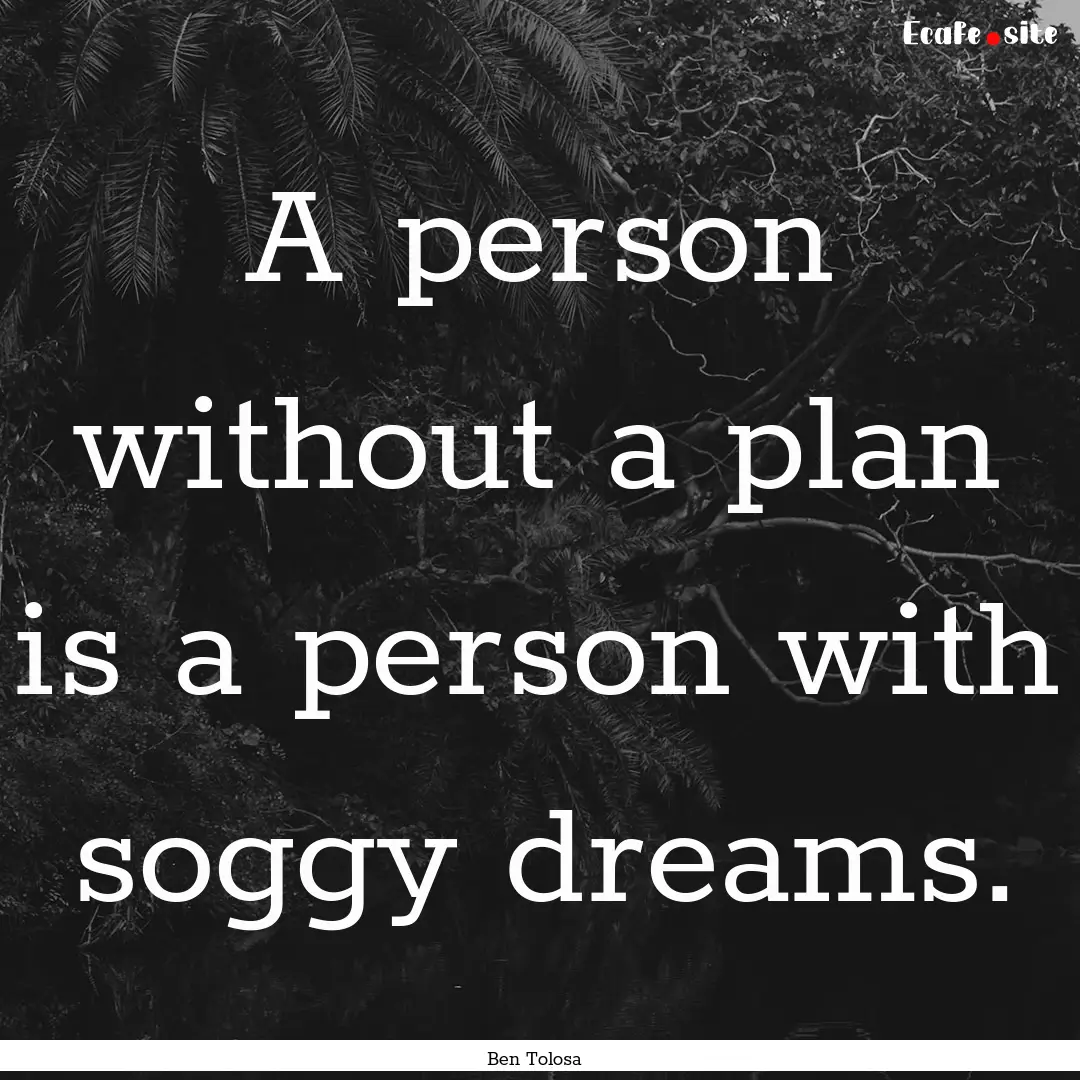 A person without a plan is a person with.... : Quote by Ben Tolosa