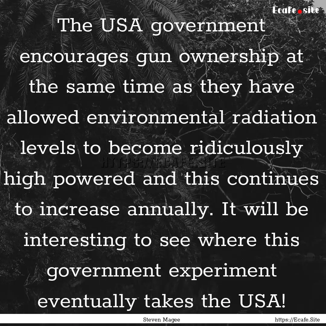 The USA government encourages gun ownership.... : Quote by Steven Magee