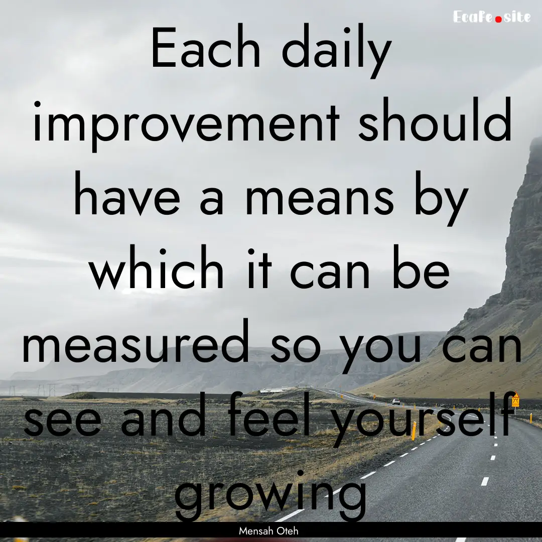 Each daily improvement should have a means.... : Quote by Mensah Oteh