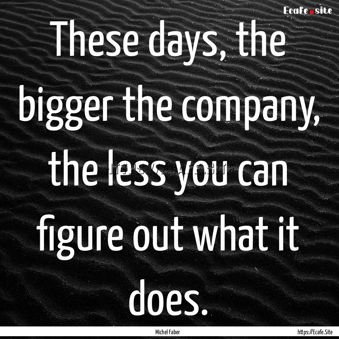 These days, the bigger the company, the less.... : Quote by Michel Faber