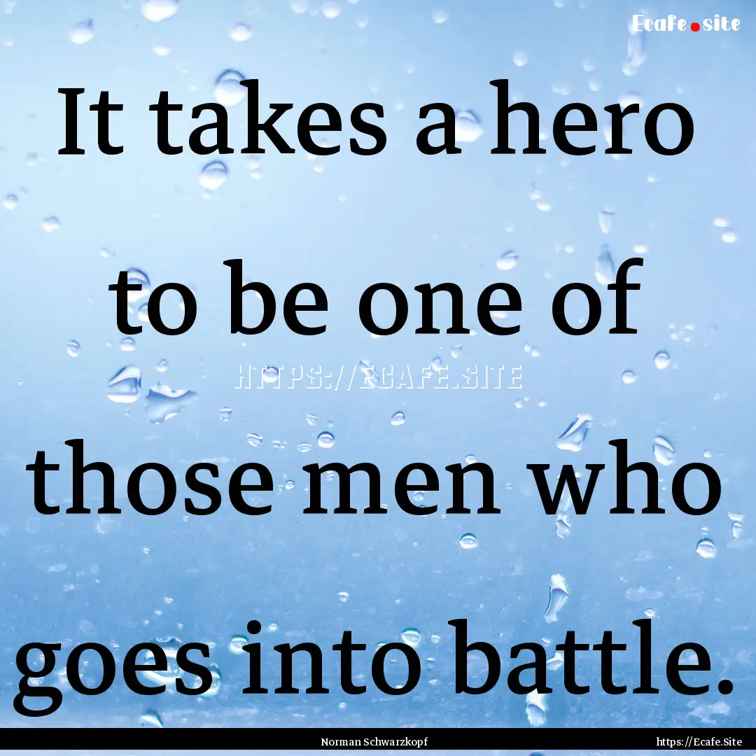 It takes a hero to be one of those men who.... : Quote by Norman Schwarzkopf