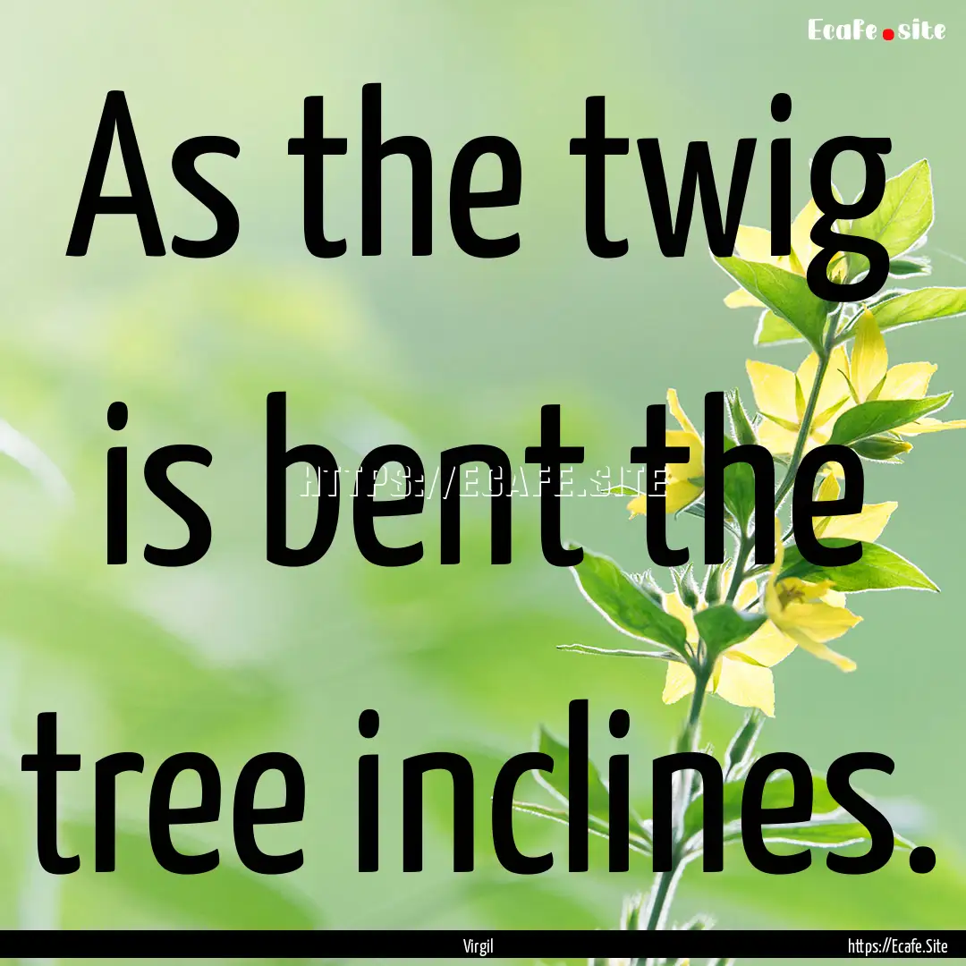 As the twig is bent the tree inclines. : Quote by Virgil