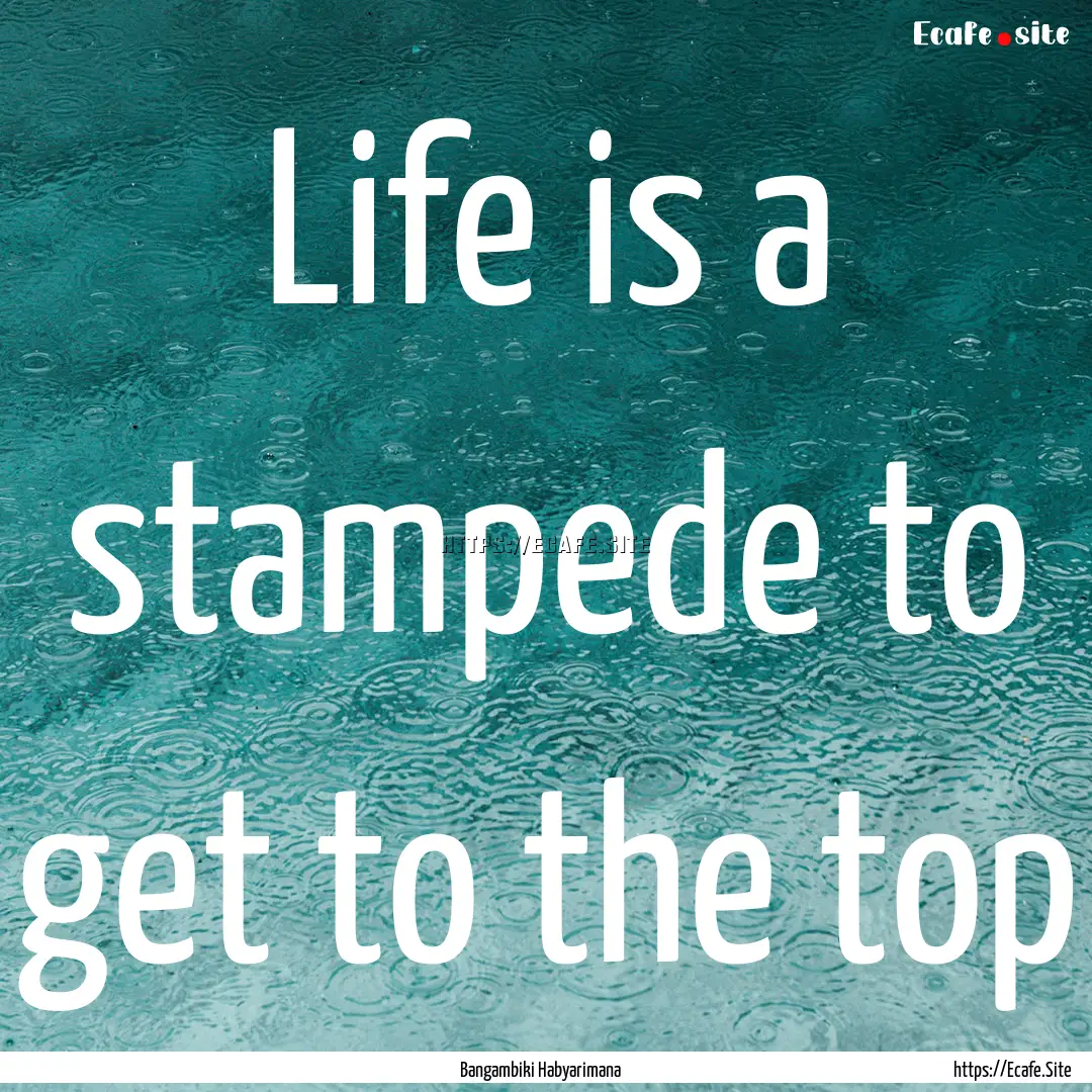 Life is a stampede to get to the top : Quote by Bangambiki Habyarimana