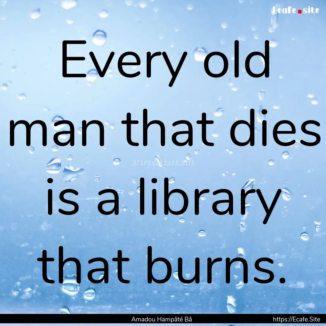 Every old man that dies is a library that.... : Quote by Amadou Hampâté Bâ