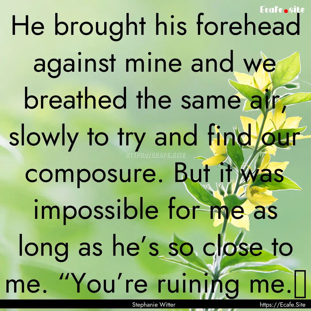 He brought his forehead against mine and.... : Quote by Stephanie Witter