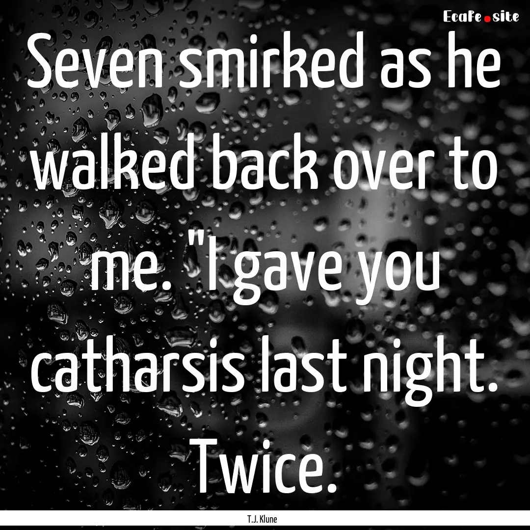 Seven smirked as he walked back over to me..... : Quote by T.J. Klune