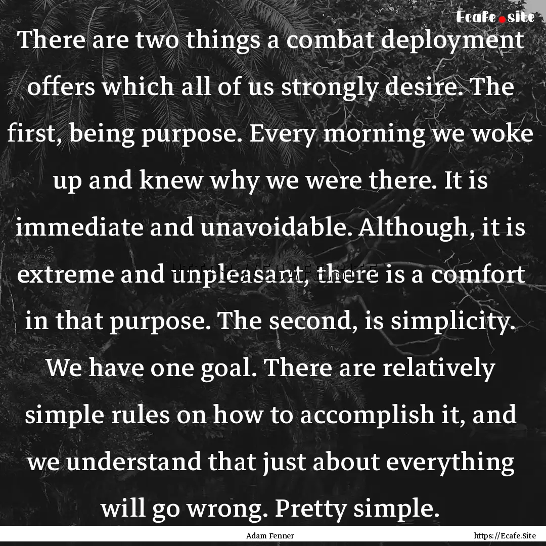 There are two things a combat deployment.... : Quote by Adam Fenner