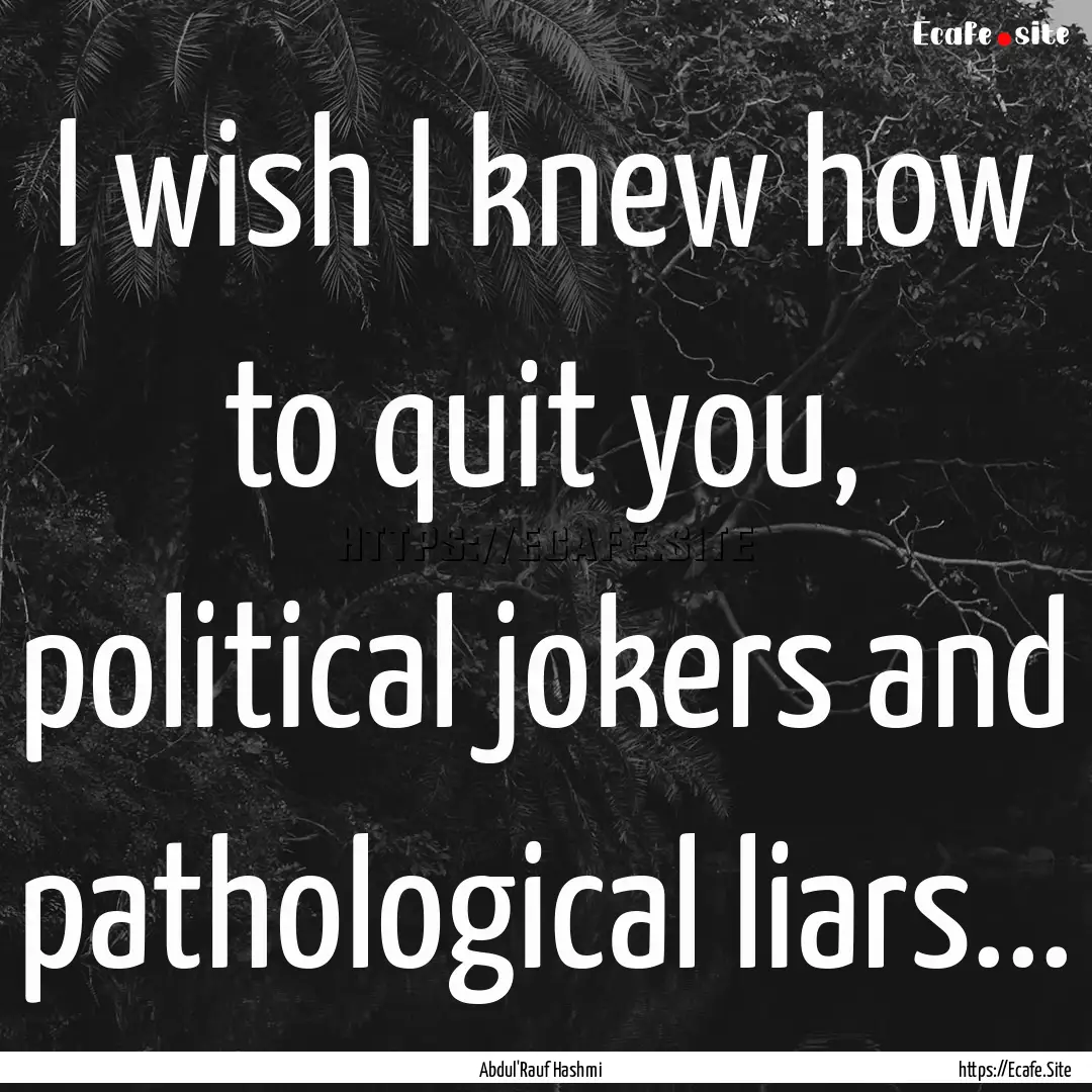 I wish I knew how to quit you, political.... : Quote by Abdul'Rauf Hashmi