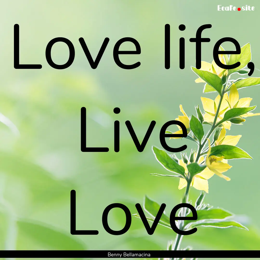 Love life, Live Love : Quote by Benny Bellamacina