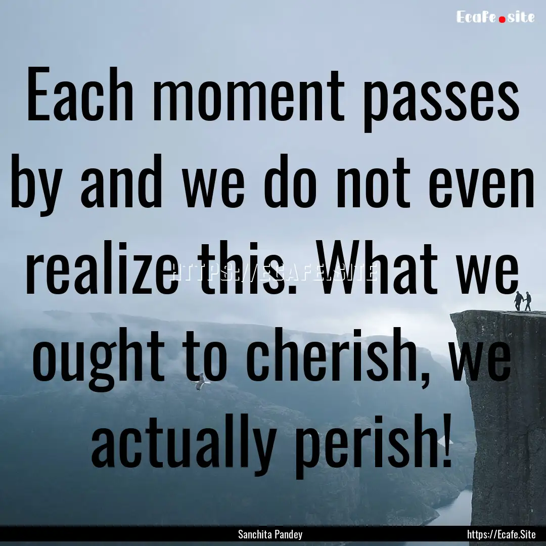 Each moment passes by and we do not even.... : Quote by Sanchita Pandey