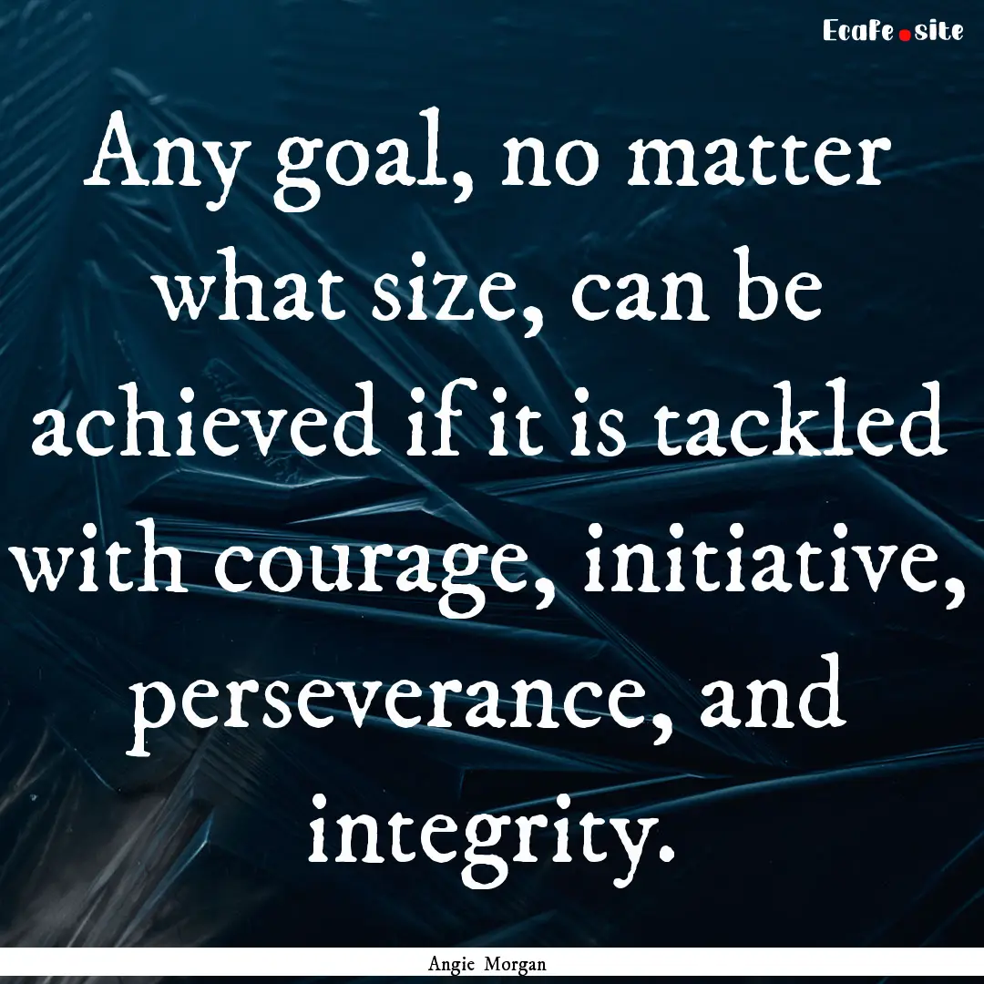 Any goal, no matter what size, can be achieved.... : Quote by Angie Morgan