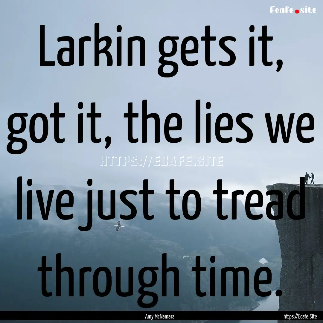 Larkin gets it, got it, the lies we live.... : Quote by Amy McNamara