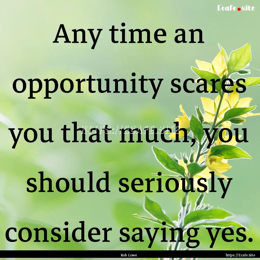 Any time an opportunity scares you that much,.... : Quote by Rob Lowe