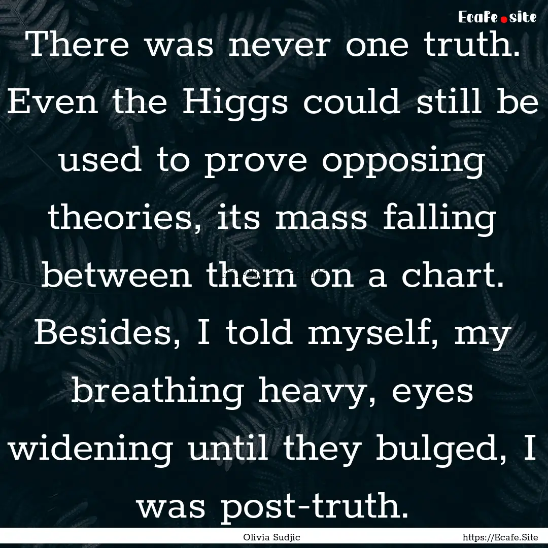 There was never one truth. Even the Higgs.... : Quote by Olivia Sudjic