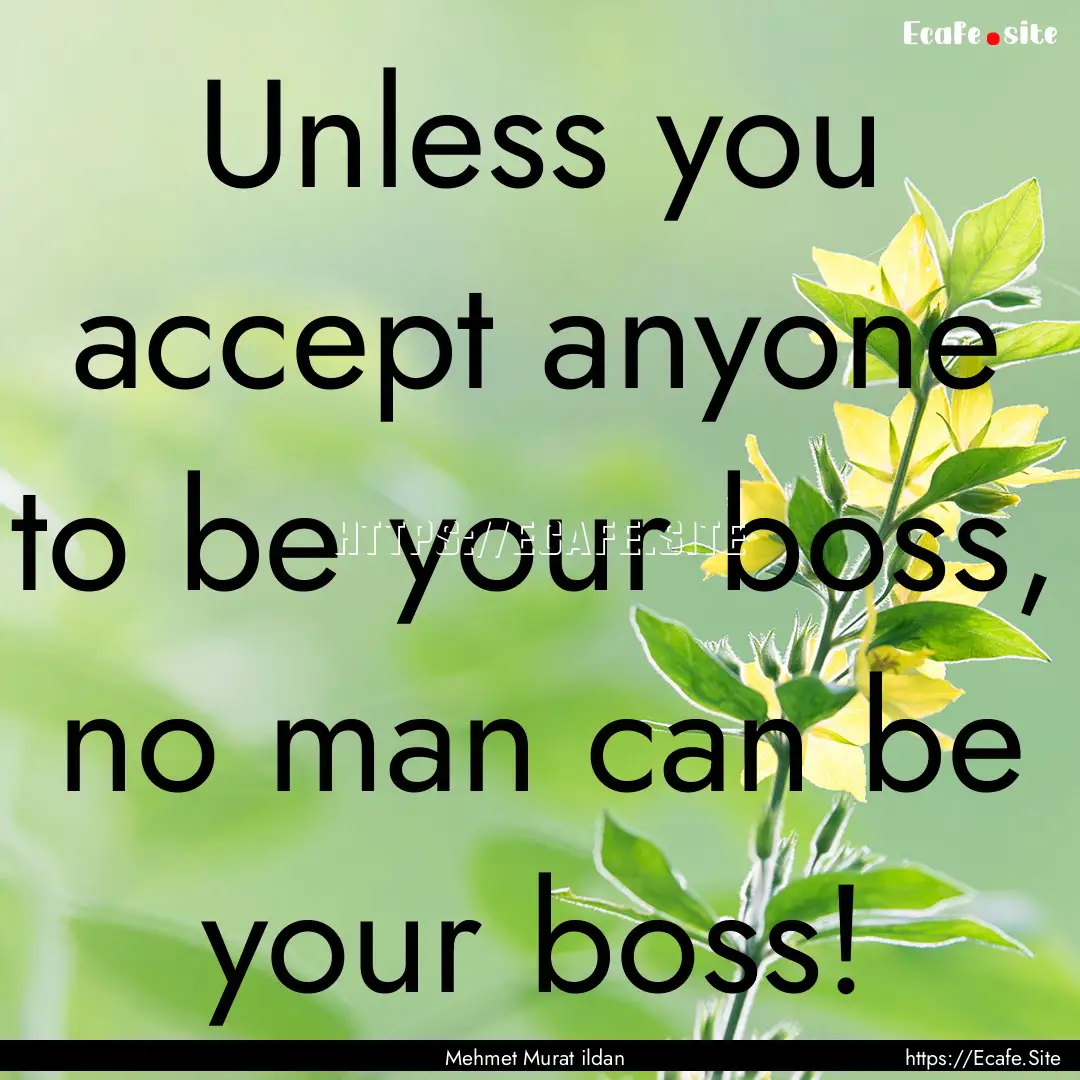 Unless you accept anyone to be your boss,.... : Quote by Mehmet Murat ildan