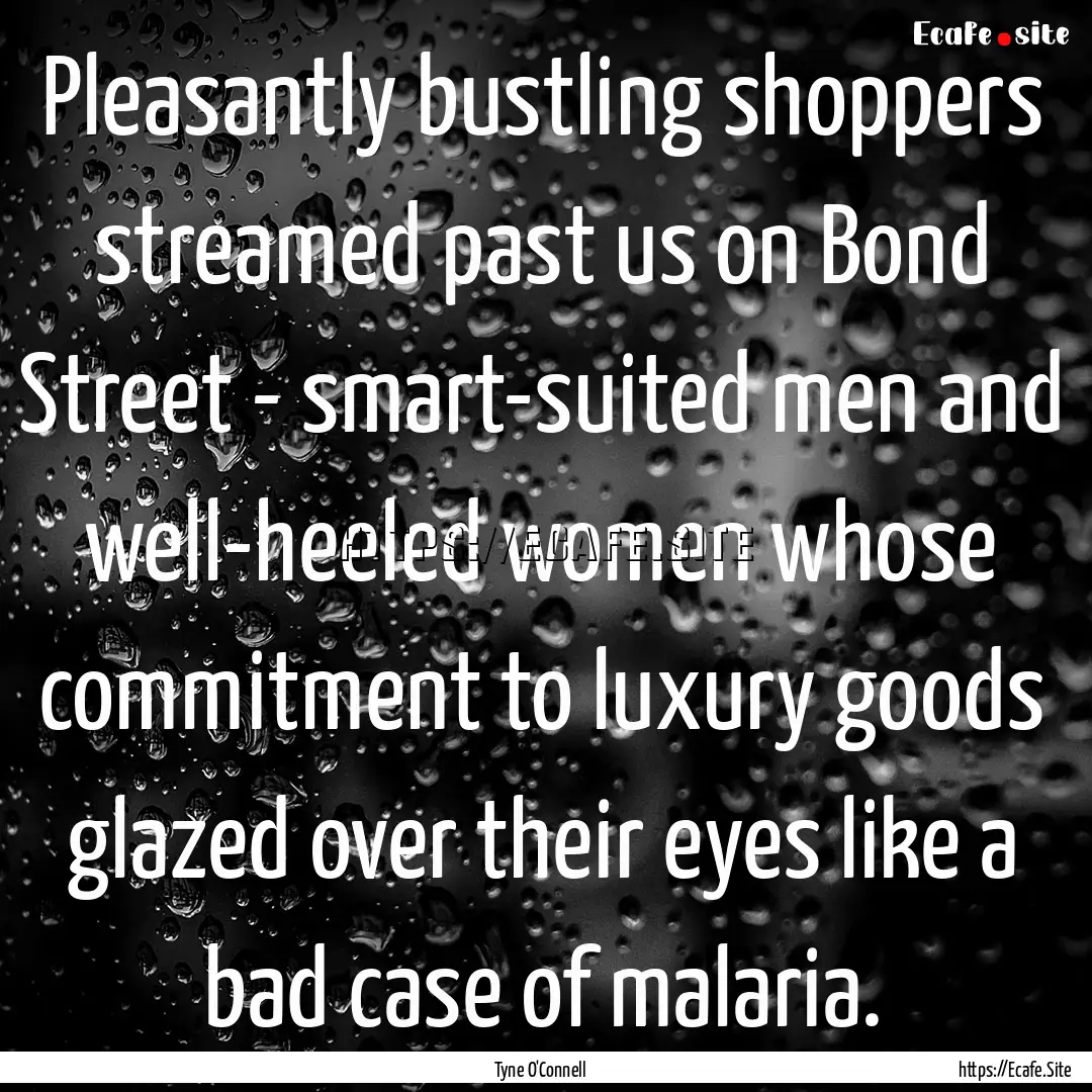 Pleasantly bustling shoppers streamed past.... : Quote by Tyne O'Connell