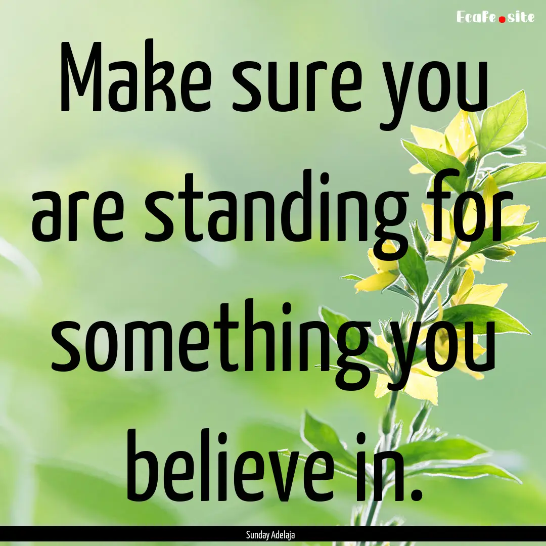 Make sure you are standing for something.... : Quote by Sunday Adelaja