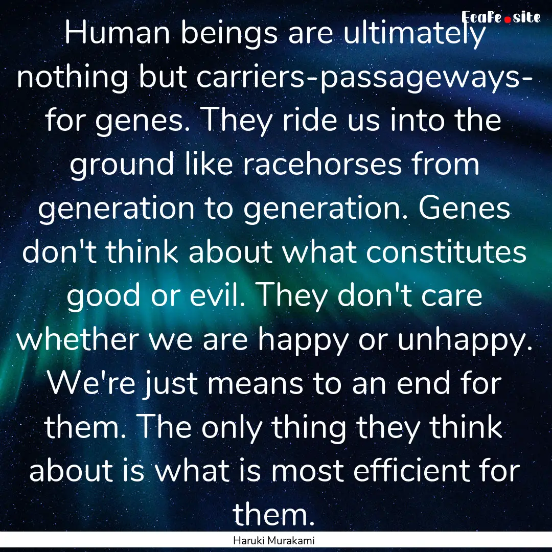 Human beings are ultimately nothing but carriers-passageways-.... : Quote by Haruki Murakami