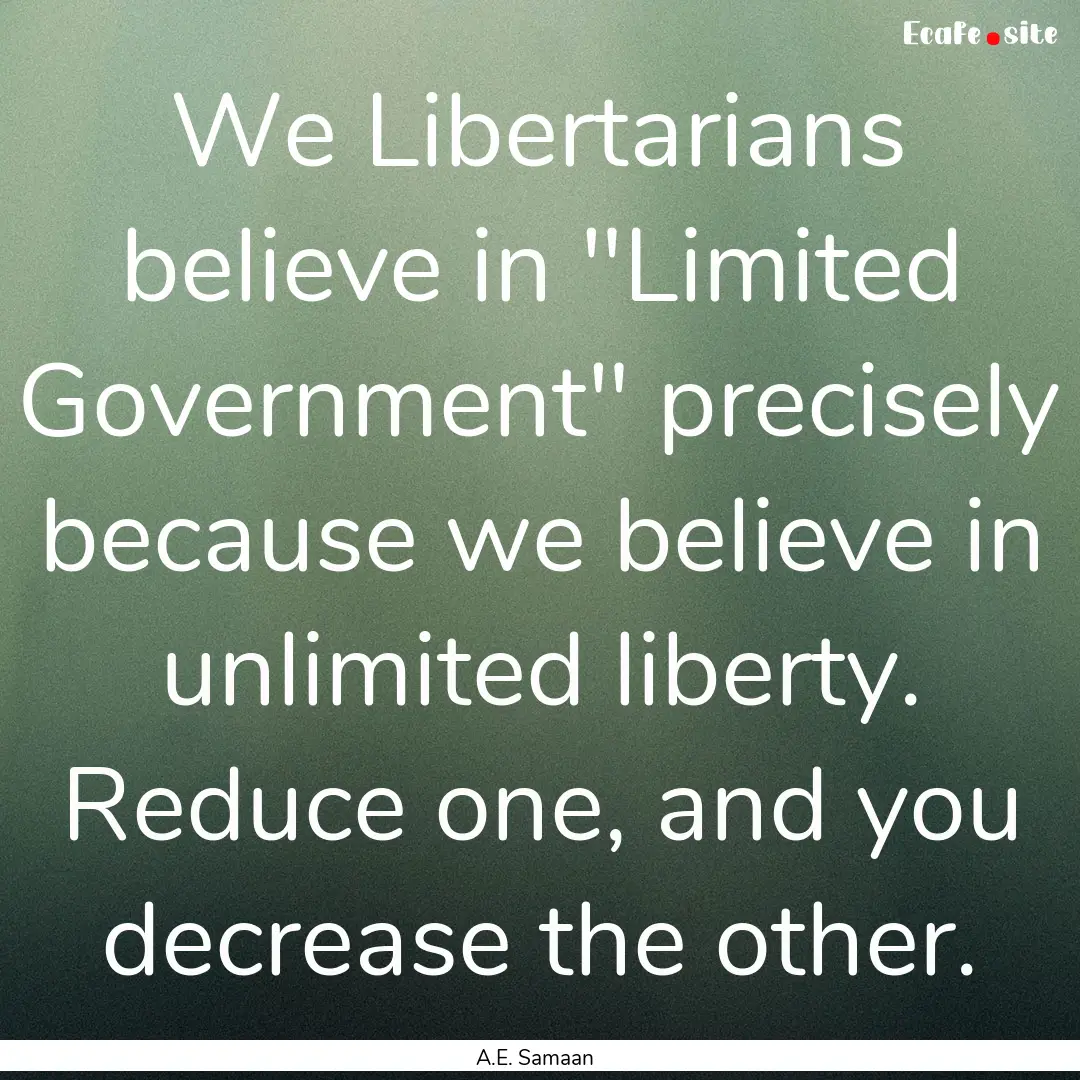 We Libertarians believe in 