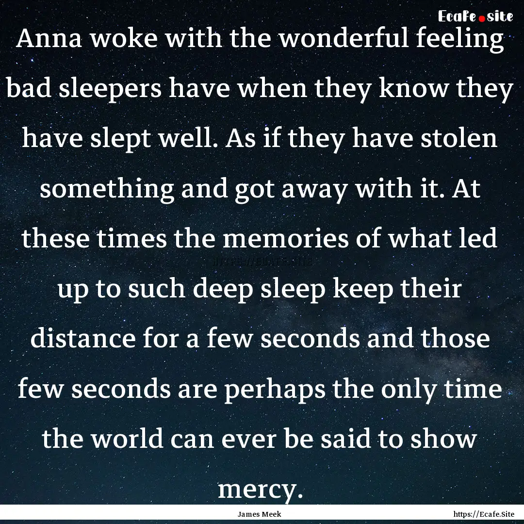 Anna woke with the wonderful feeling bad.... : Quote by James Meek