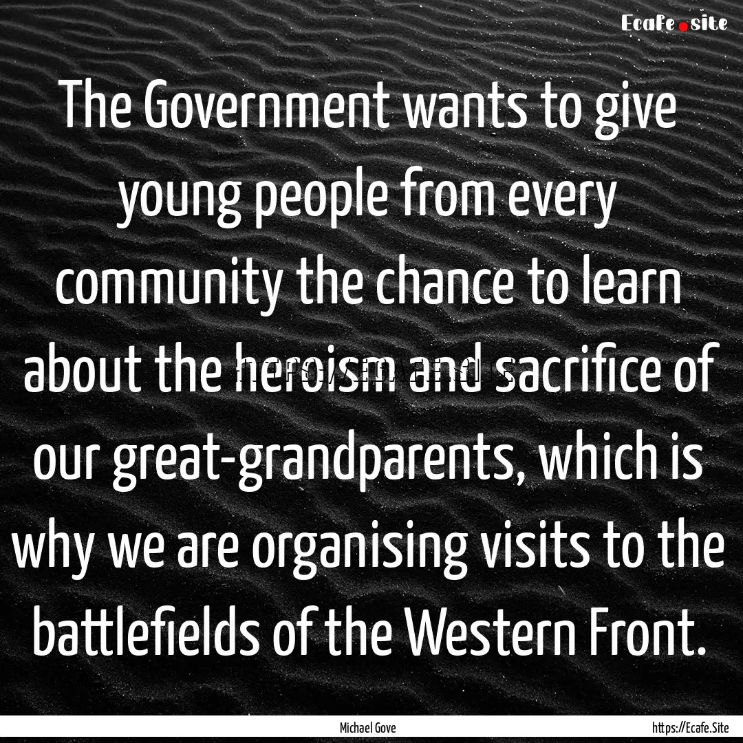 The Government wants to give young people.... : Quote by Michael Gove