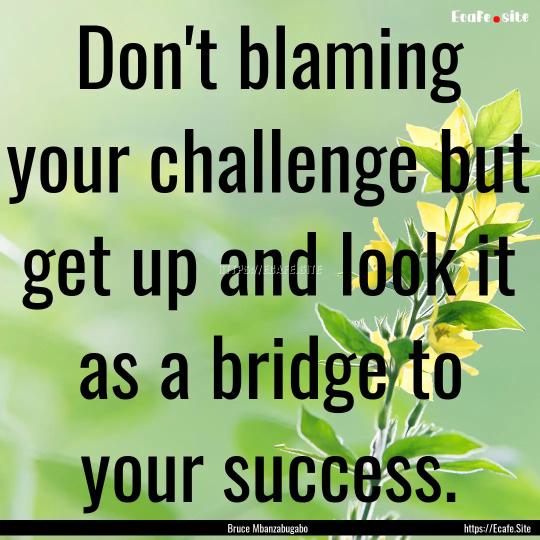 Don't blaming your challenge but get up and.... : Quote by Bruce Mbanzabugabo