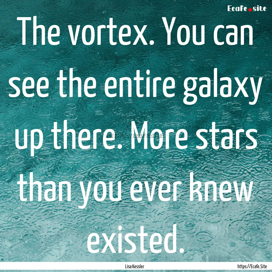 The vortex. You can see the entire galaxy.... : Quote by Lisa Kessler