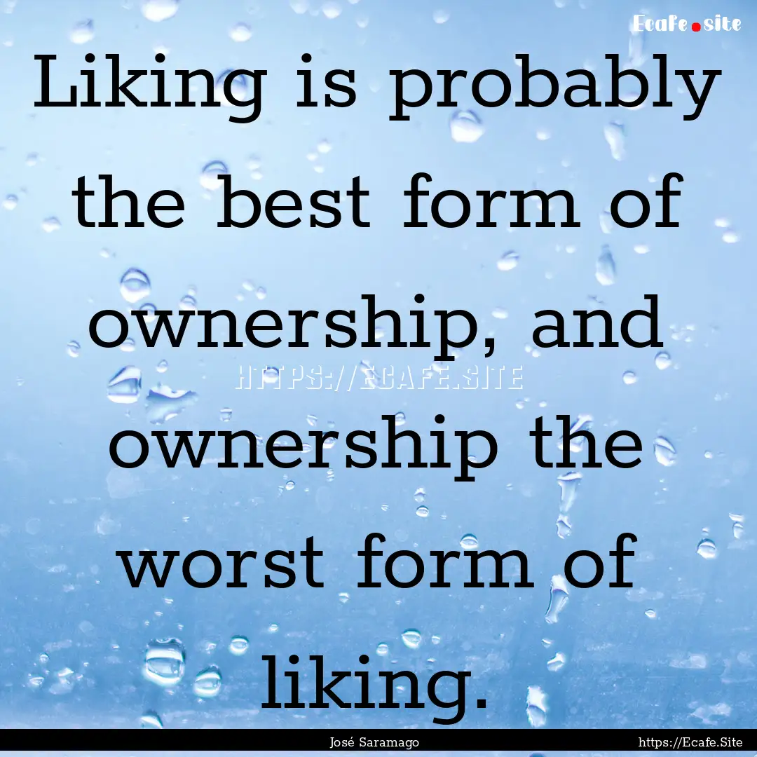 Liking is probably the best form of ownership,.... : Quote by José Saramago