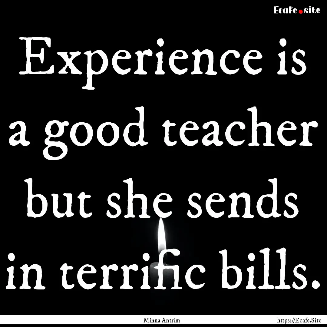 Experience is a good teacher but she sends.... : Quote by Minna Antrim